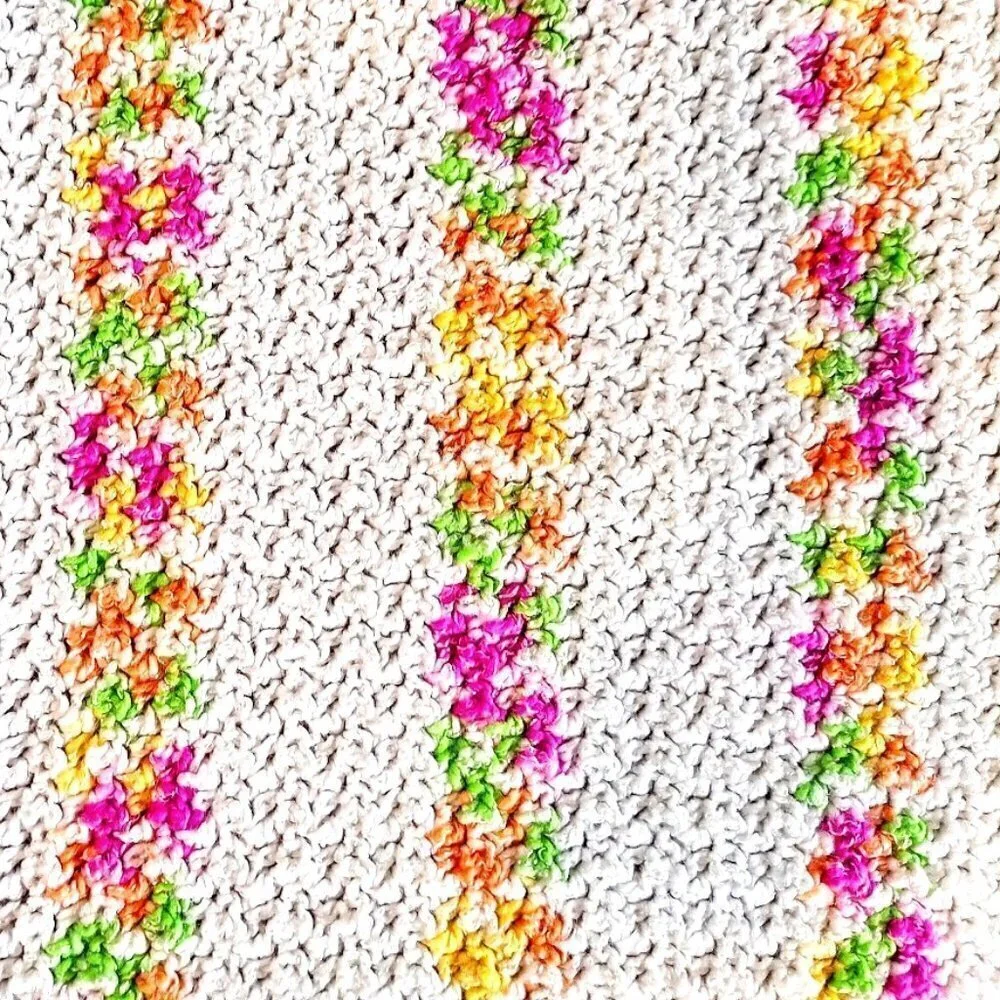 Handmade Floral Stripe Baby Blanket